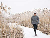 man running in winter